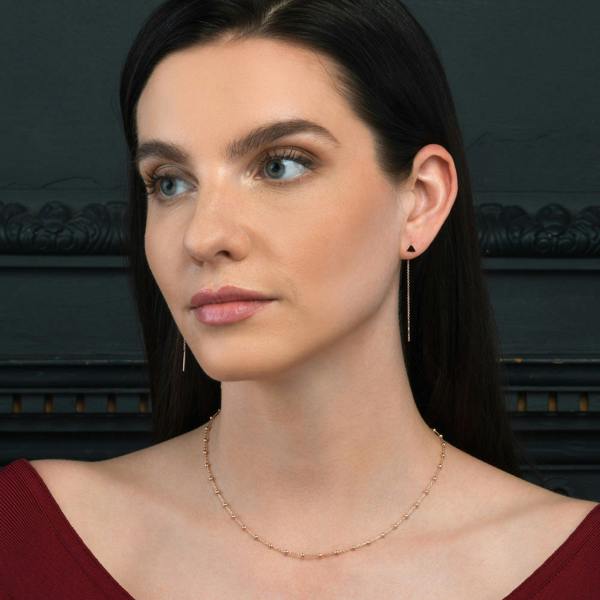namana Rose Gold Plated 925 Sterling Silver Dainty Long Chain Threader Earrings for Women