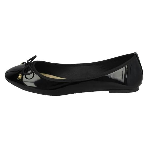 Spot On Ladies Spot On Patent Ballerina Shoes