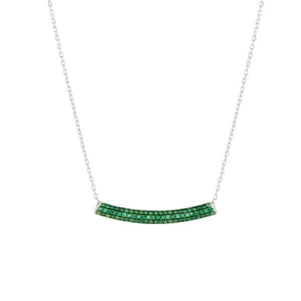 Spero London Sterling Silver Concave Bar Necklace - Green