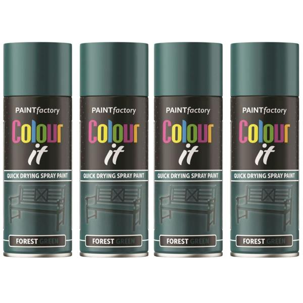 Paint Factory 4X  Forest Green Gloss Spray Paint 400ml
