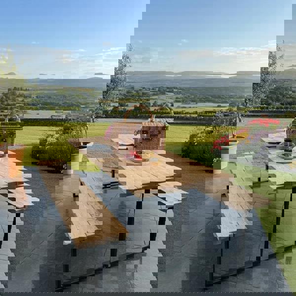 TRL Furniture Outdoor Slatted Picnic Table with Fixed Benches