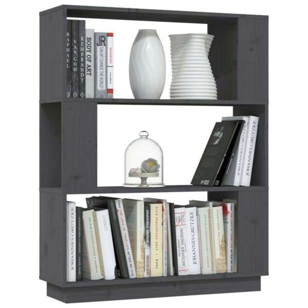 Berkfield Book Cabinet/Room Divider Grey 80x25x101 cm Solid Wood Pine
