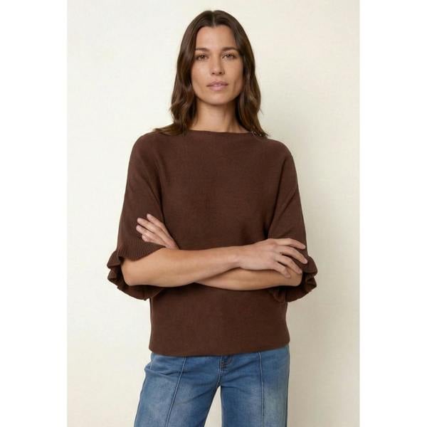 Blue Vanilla Knitted Frill Sleeve Batwing Jumper