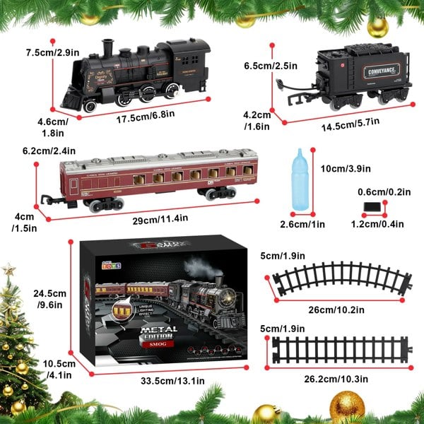 deAO Toys Deluxe Edition Steam Train Set Electric Classic Locomotive Toy with Lights, Real Smoke & Sounds