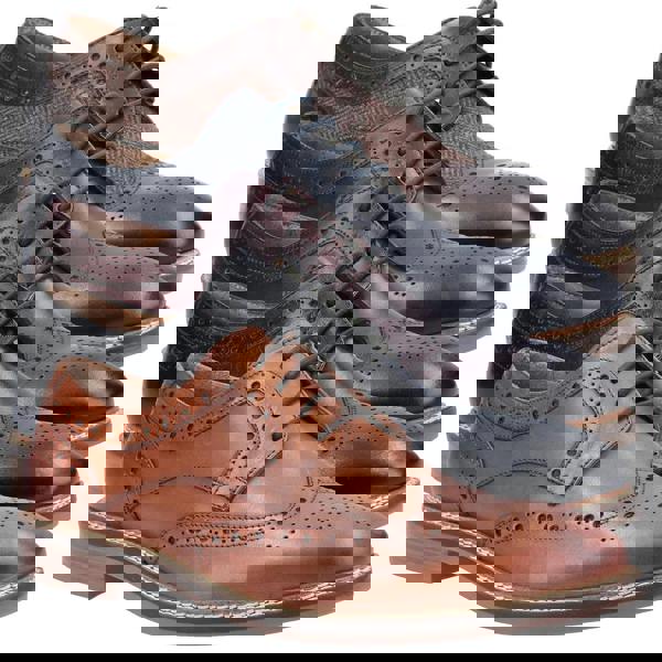 Hush Puppies Bryson Mens Wing Tip Brogue Smart Leather Lace Up Shoes