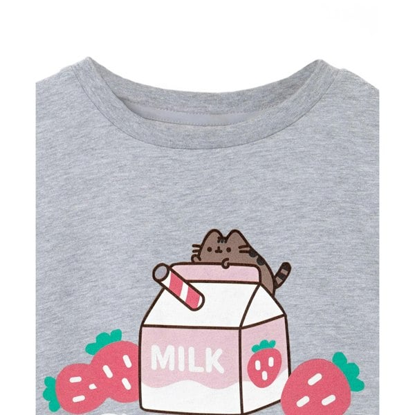 Pusheen Girls Sweet Sips T-Shirt - Grey Marl