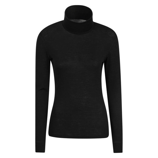 Mountain Warehouse Womens/Ladies Merino Wool Roll Neck Base Layer Top - Black