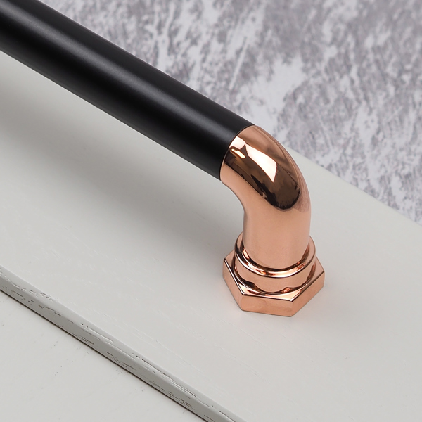 Handle & Home Polished Copper & Matt Black Industrial Bar Handles