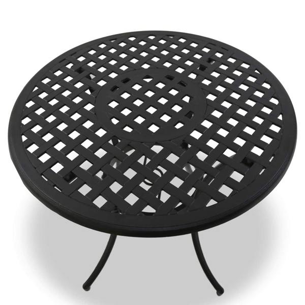 Homeology PREGO Luxurious Garden and Patio Table and 4 Large Chairs with Armrests Cast Aluminium Bistro Set - Black