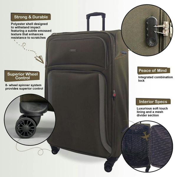 Eagle Luggage Soft Shell Suitcase Luggage Set Travel Light Carry On Cabin Bag