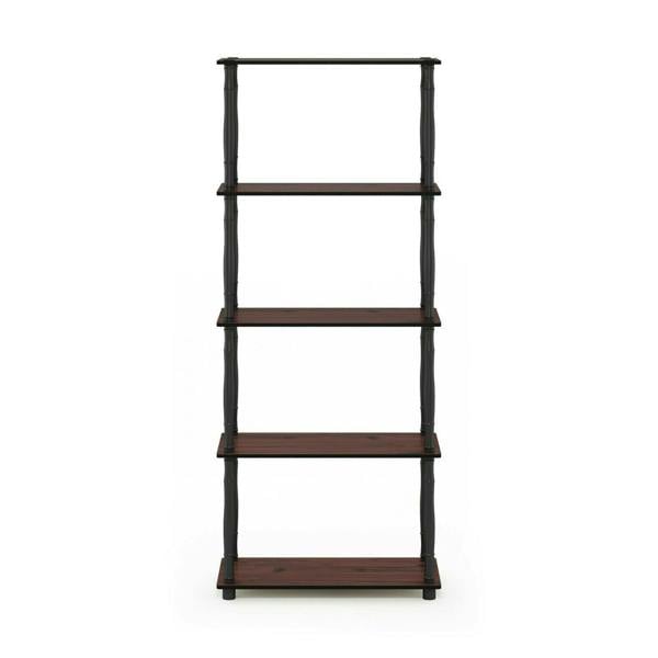 WALPLUS Turn-N-Tube 5-Tier Multipurpose Shelf Display Rack with Classic Tubes, Dark Cherry/Black perfect for organized storage and display