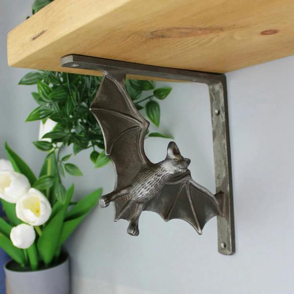 Pair of Antique Cast Iron Flying Bat Shelf Brackets