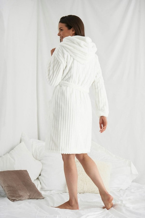 Women's Cloud Robe Dressing Gown in Cream with oversized hood from Pretty You London