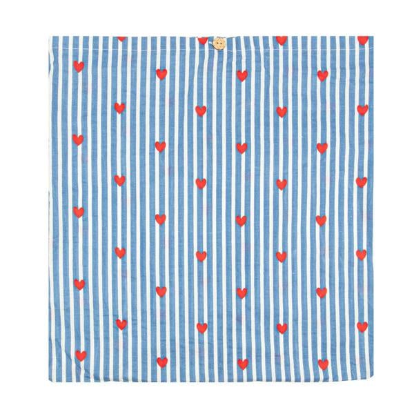 Elie Beaumont Serendipity Cotton Quilted Tote - Blue Stripe Red Heart