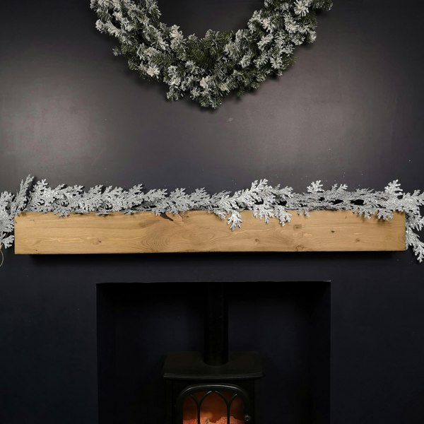 Samuel Alexander 1.8m Silver Glitter Cedar Leaf Garland Christmas Decoration