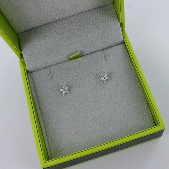Reeves & Reeves 14K Solid Rose Gold and Diamond Star Stud Earrings