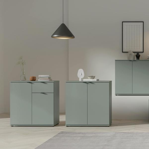Furniture To Go Ganymede 2 Door Cupboard with Drawer in Sage Green