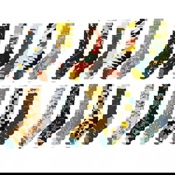 Anyfootwear 5 Pairs Size 5-9 of Fashion Long Sock Cartoon Personalized Creative Nature Blue Flower For Men Woman Foot Cold Winter Warm Comfortable