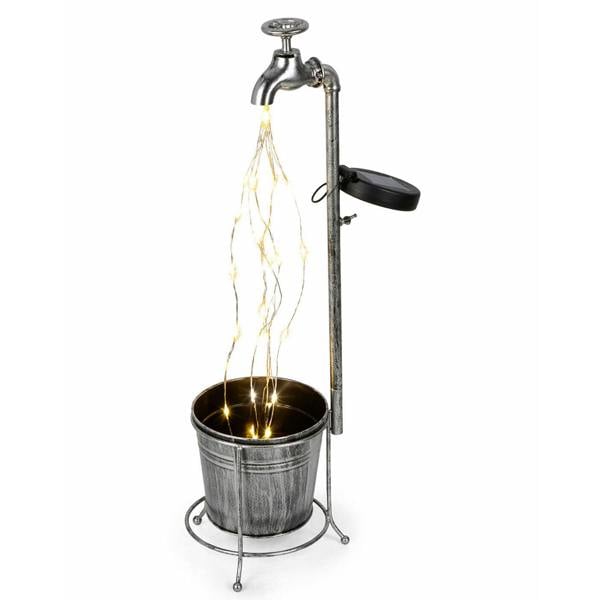 Gardenwize Solar Watering Tap with Cascade Lights – Warm White LED Garden Feature Light
