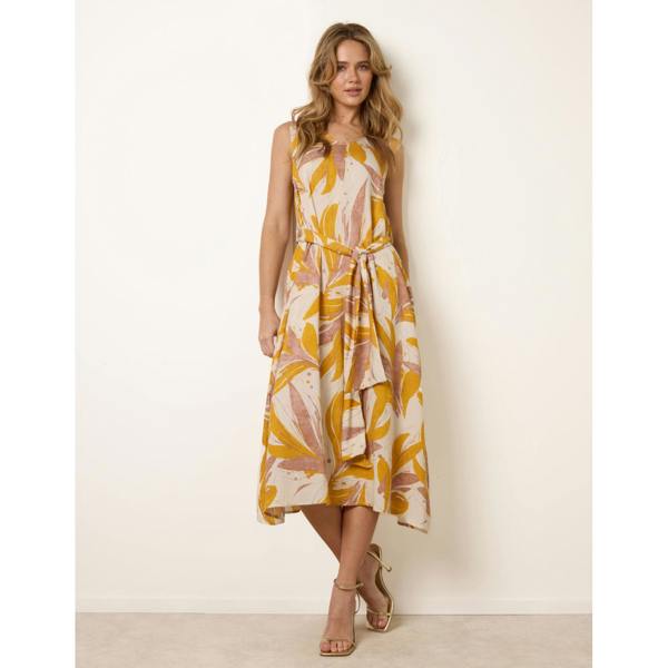 Blue Vanilla Leaf Print Dress