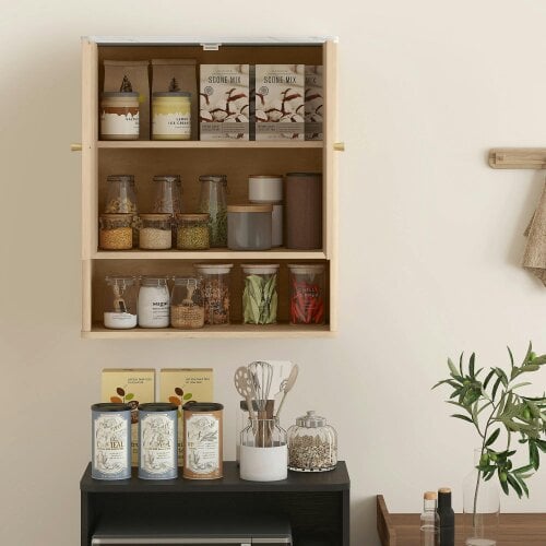 Wyld Haus Nedo Wall Mounted Bathroom Storage Cabinet With Adjustable Shelving Oak Finish