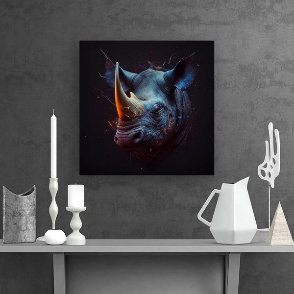 Warren Reed Rhino Face Splash Art Canvas