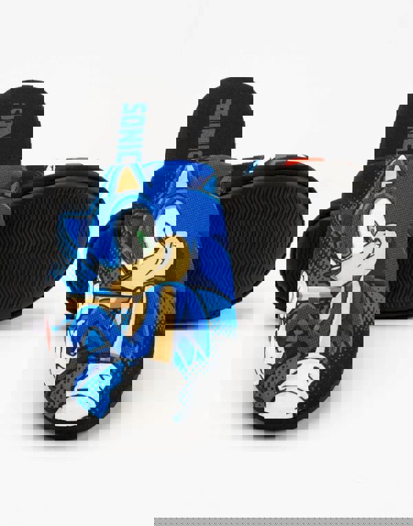 Sonic the Hedgehog Mens Black Sonic Mule Slippers