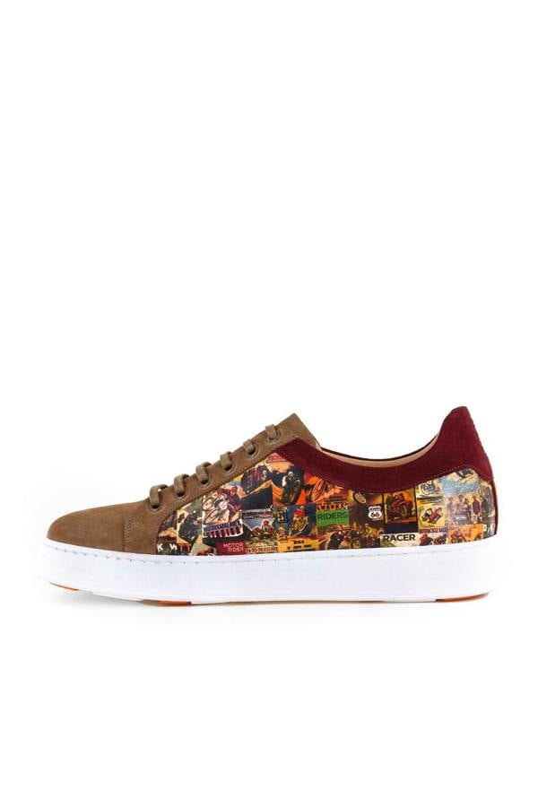 MOTOR RACE PRINT SUEDE AND LEATHER SNEAKERS - Premium Men's Patterned Shirt by Claudio Lugli | Bold Design, Tailored Fit, Best Printed Shirts