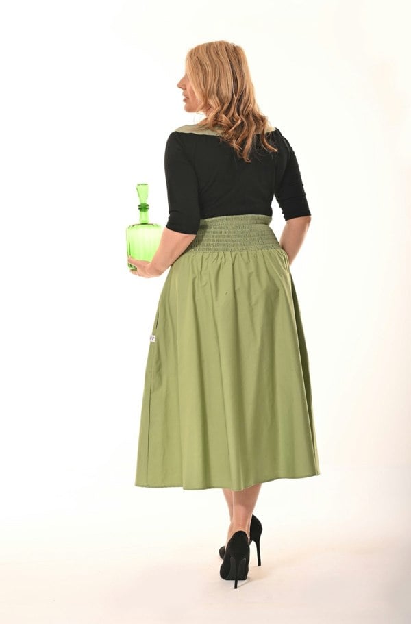 Frock Tales Orchid Midi Skirt With Pockets - Sage