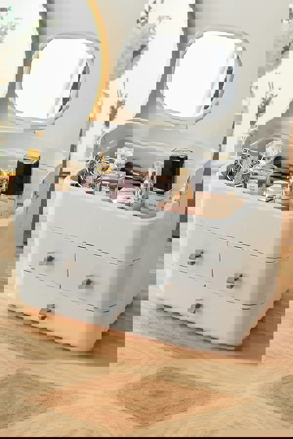 Living and Home Large Makeup Organizer with Mirror and Drawers