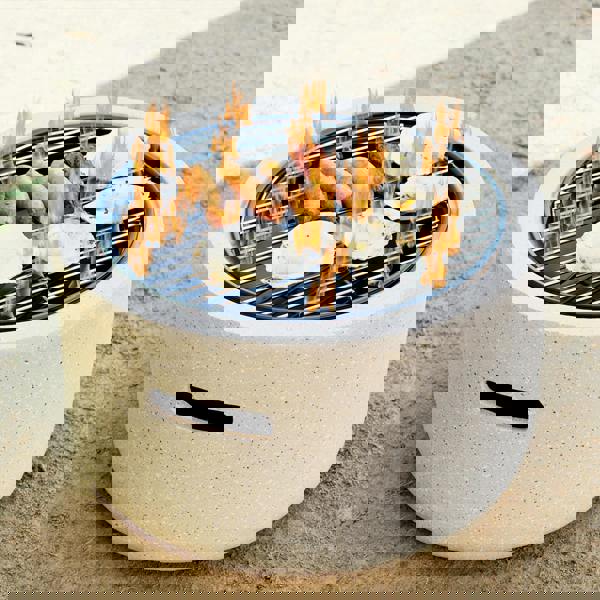 Gr8 Garden Cream 18 Inch Round MgO Fire Pit Barbecue Grill BBQ Bowl Camping Heater Burner