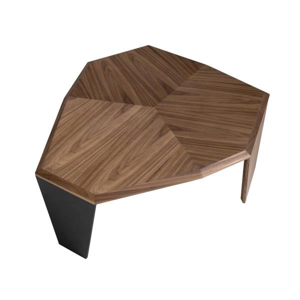 Angel Cerdá Asymmetrical Walnut and Black Pvc Coffee Table 2136