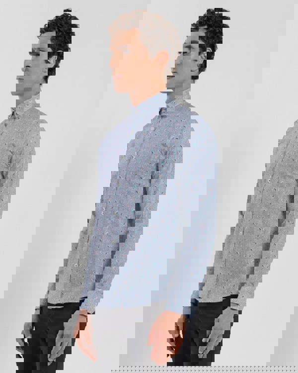 Steel & Jelly Mini Paisley Print Long Sleeve Stretch Shirt