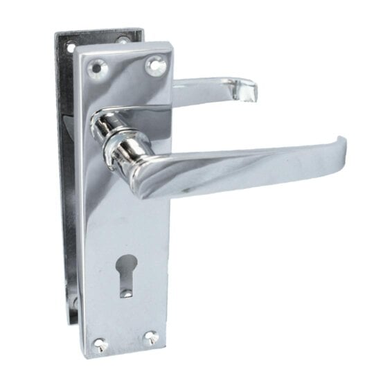 EDH Door Hardware Victorian Straight Chrome Door Handles – Interior Lever Handles on Backplate