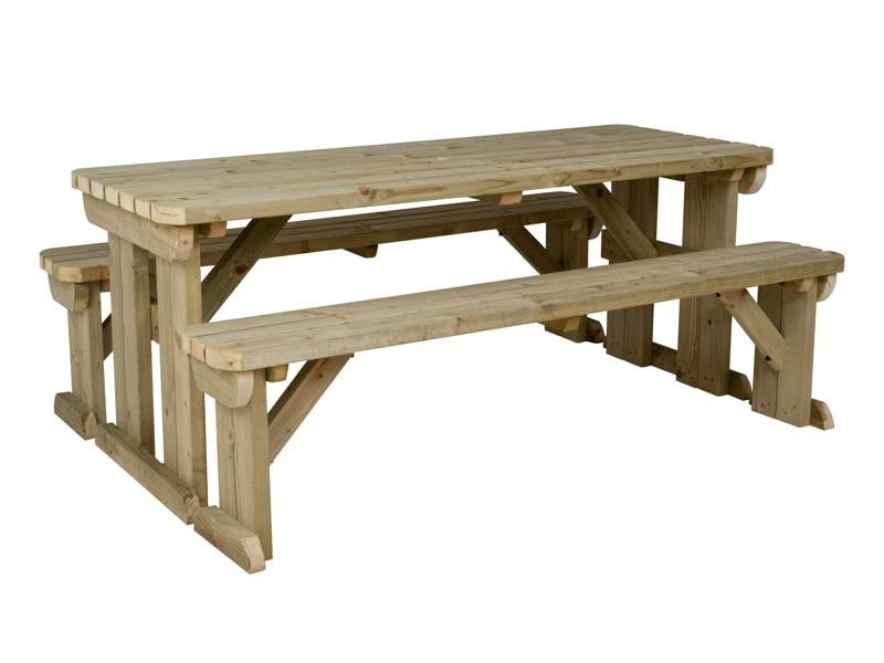 Aspen Rounded Picnic Table and Benches Set - Wooden Outdoor Dining Set for Gardens and Patios