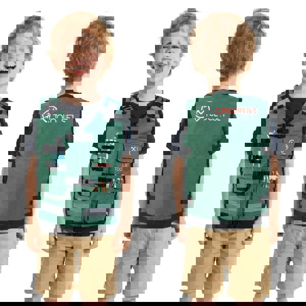 deAO Construction Role Play Costume Set - Builder Vest, Safety Helmet, Toy Tools & Accessories for Kids