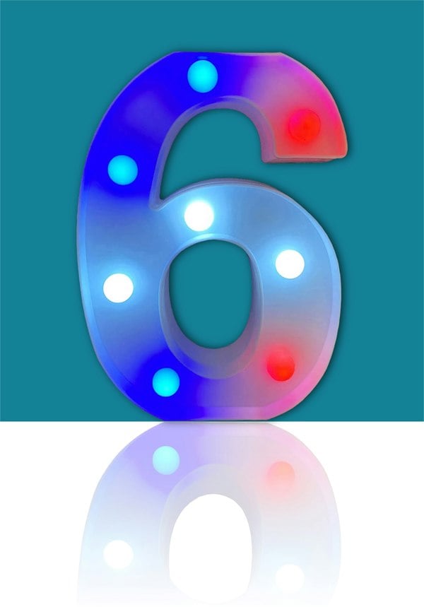 St Helens Battery Operated RGB Number With Remote Control Number 6