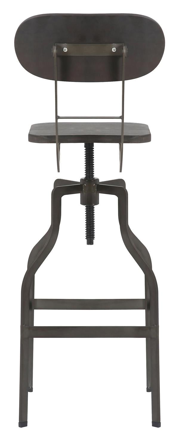 Lamboro Bolzano Single Vintage Kitchen Bar Stool, Steel Legs, Height Adjustable Screw Swivel, Breakfast Bar & Home Barstool, Espresso