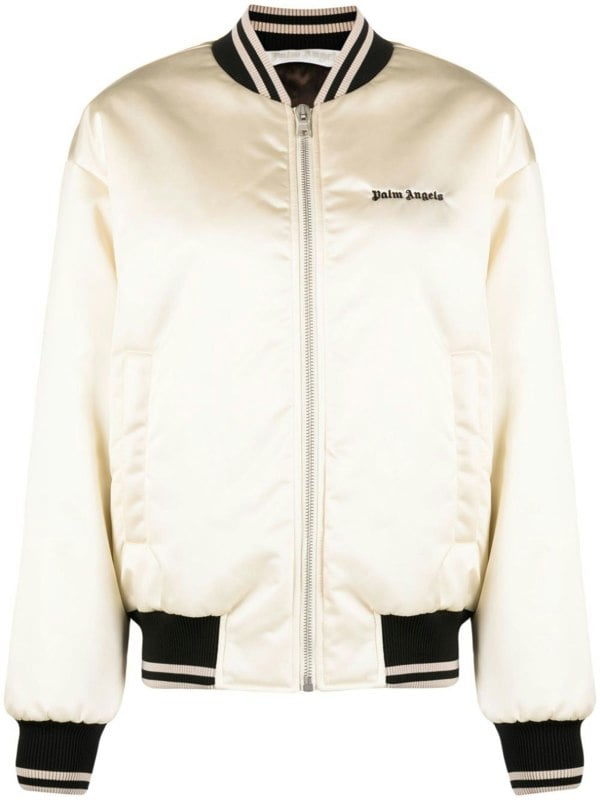 Palm Angels Classic Logo Bomber Jacket Beige - Supplied FashionPALM ANGELS