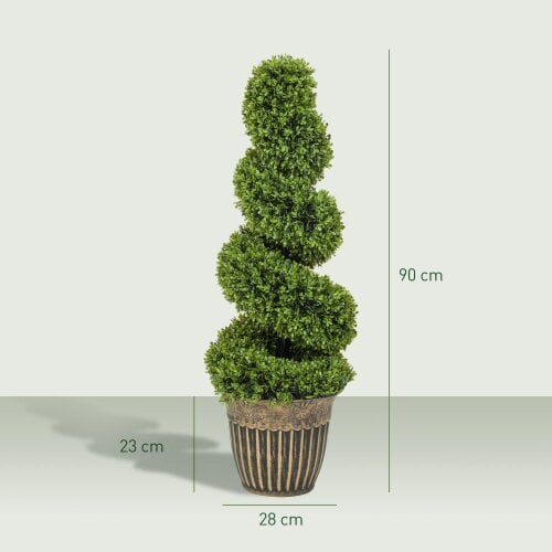 Wyld Haus Faha Set Of 2 Artificial Spiral Boxwood Topiary Trees In Pots 90cm