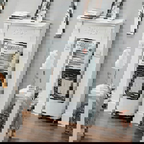 4.2KW Electric and Gas Heater Movable Tank Cabin with Ceramic Infrared Heater Space Heaters Living and Home White