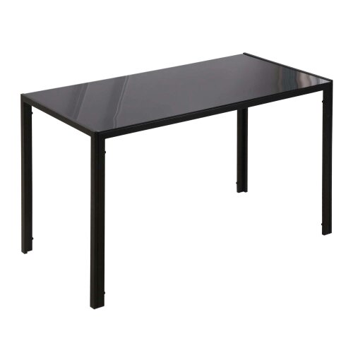 Wyld Haus Tasefi 120cm Metal Black Rectangular Glass Dining Table 4 Seater Kitchen Table