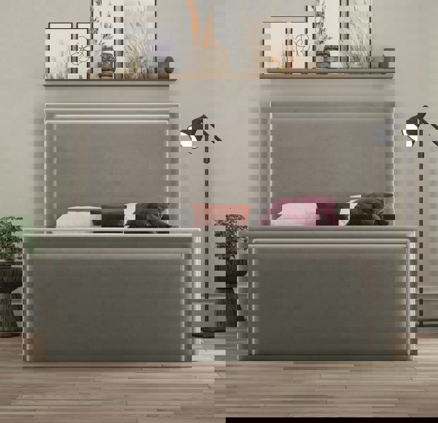 DS Living Verona Piping Ottoman Bed - Plush Pebble