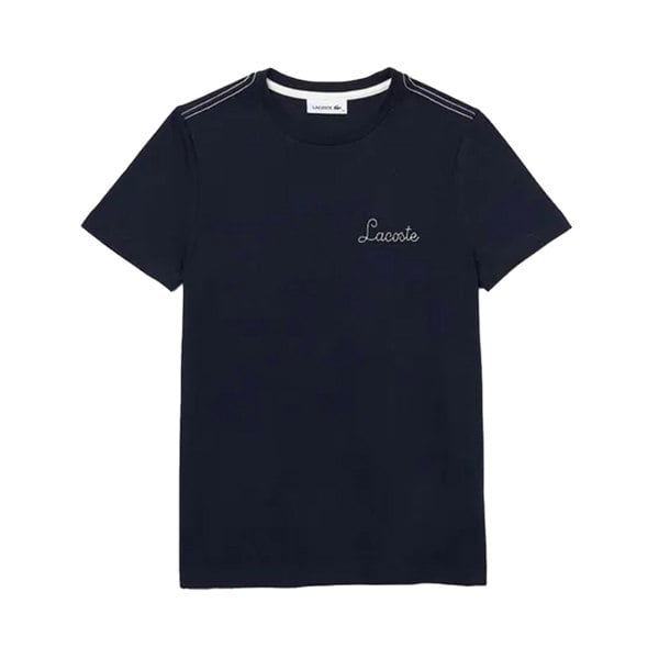 Lacoste Womens/Ladies Embroidered Cotton Crew Neck T-Shirt - Blue