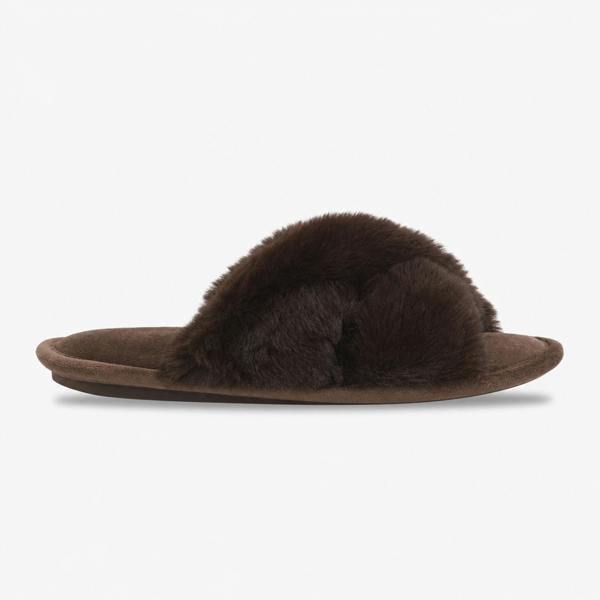 Totes CROSS FUR SLIDER Mules Mules   in  Brown