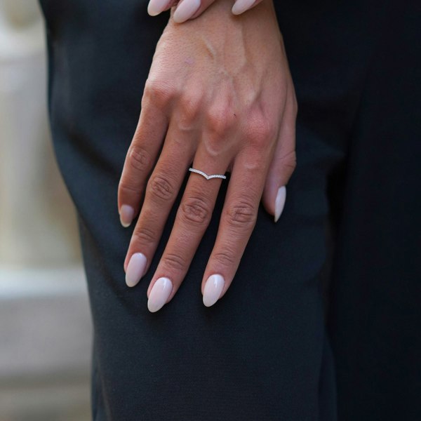 Spero London Pave Wishbone V Sterling Silver Ring