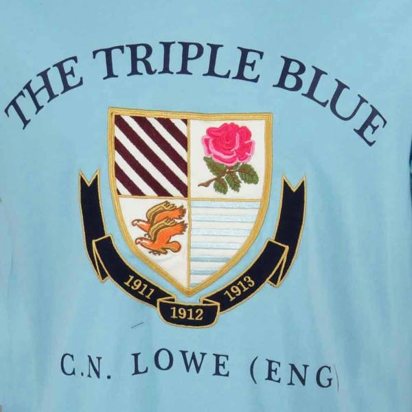 Retro England Rugby T-Shirt Triple Blue Sky Chest