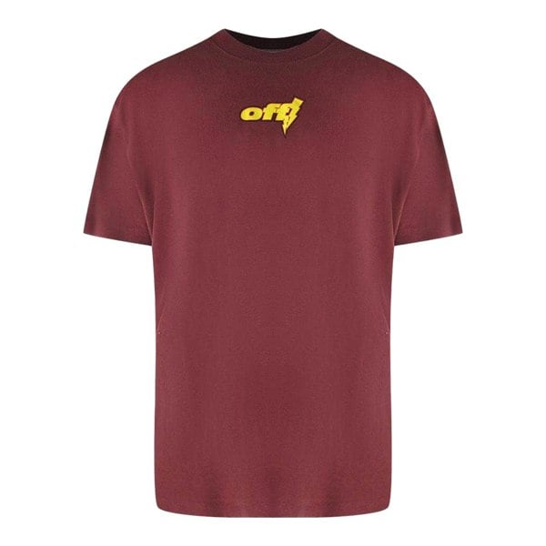 Off-White Off White Mens Thunder Oversized T-Shirt - Burgundy