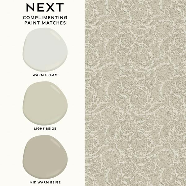 Next Linen Floral Woodblock Wallpaper