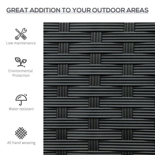 Wyld Haus Vasu Rattan Black 2 Seater Outdoor Garden Bench With Armrests And Reinforced Backrest